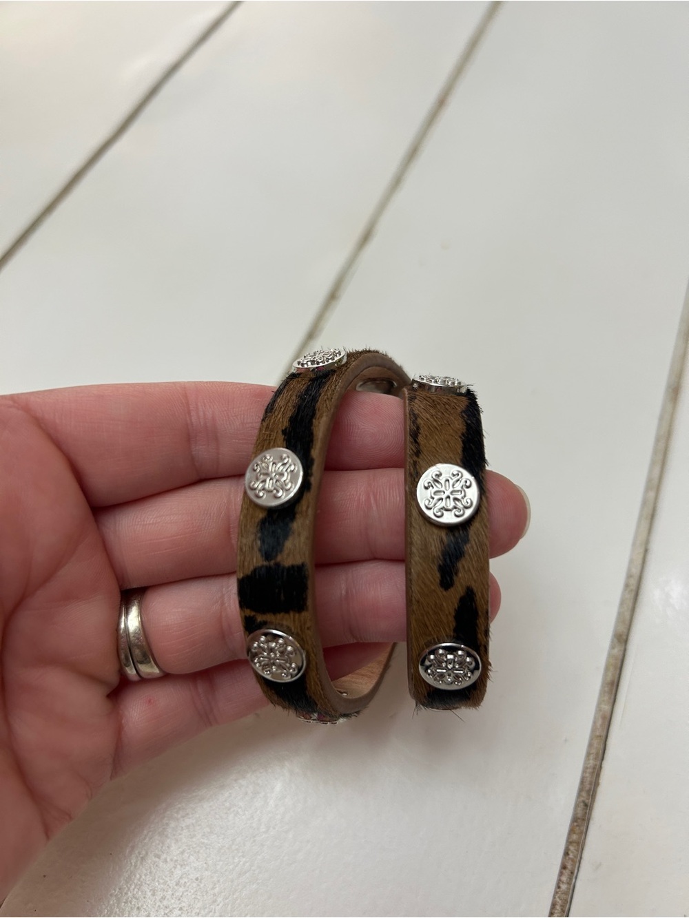Rustic Cuff Animal Print Double Wrap Studded Bracelet